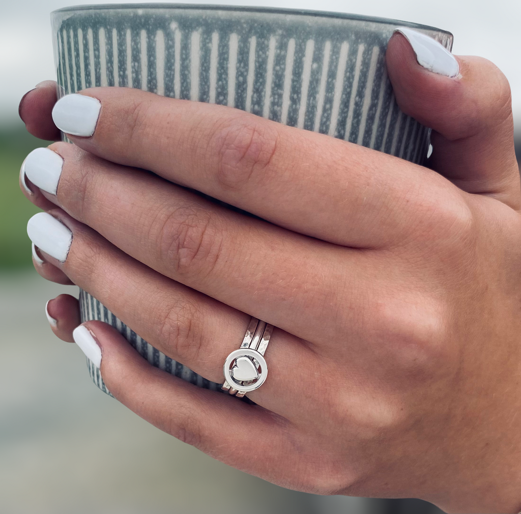 Heart of the Chapel Stacking Ring on Finger