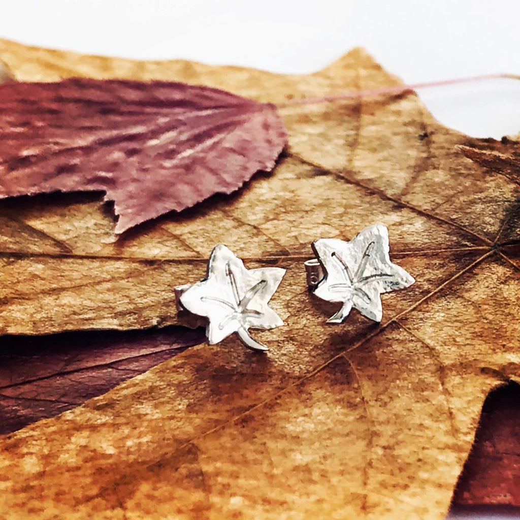 Autumn Leaves and Winter Frost Stud Earrings