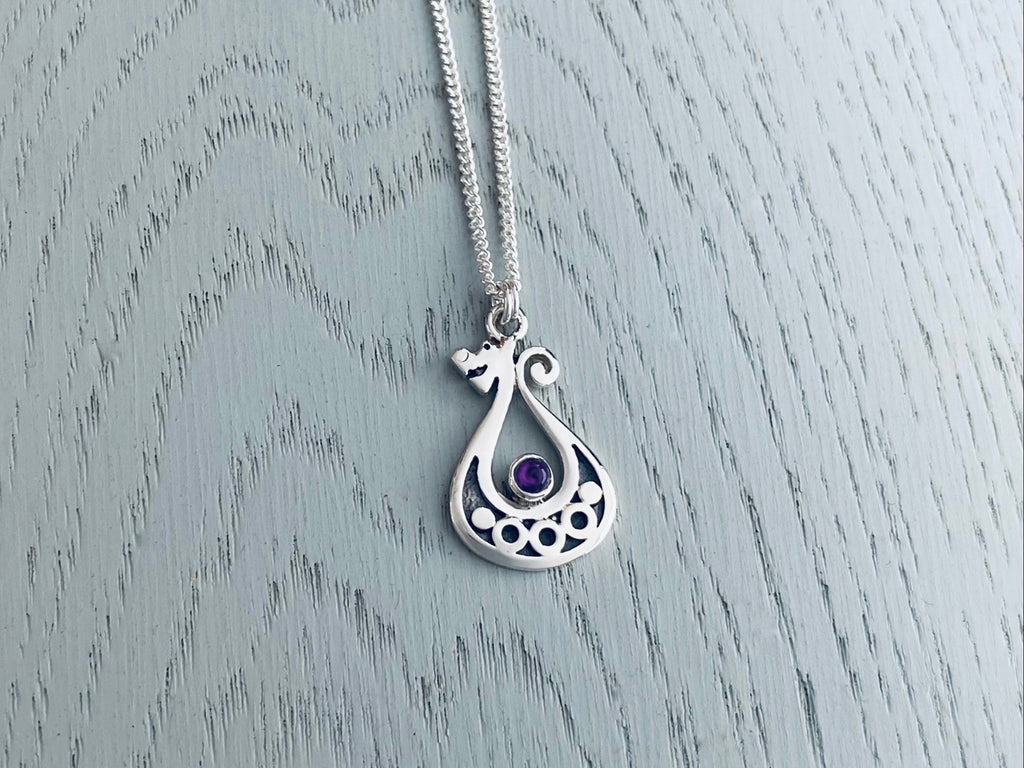 Drekkar Small Pendant with Amethyst