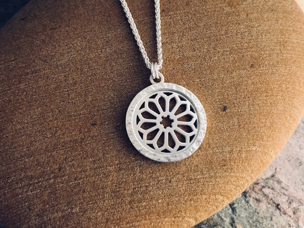 Rose Window Medium Pendant in Silver