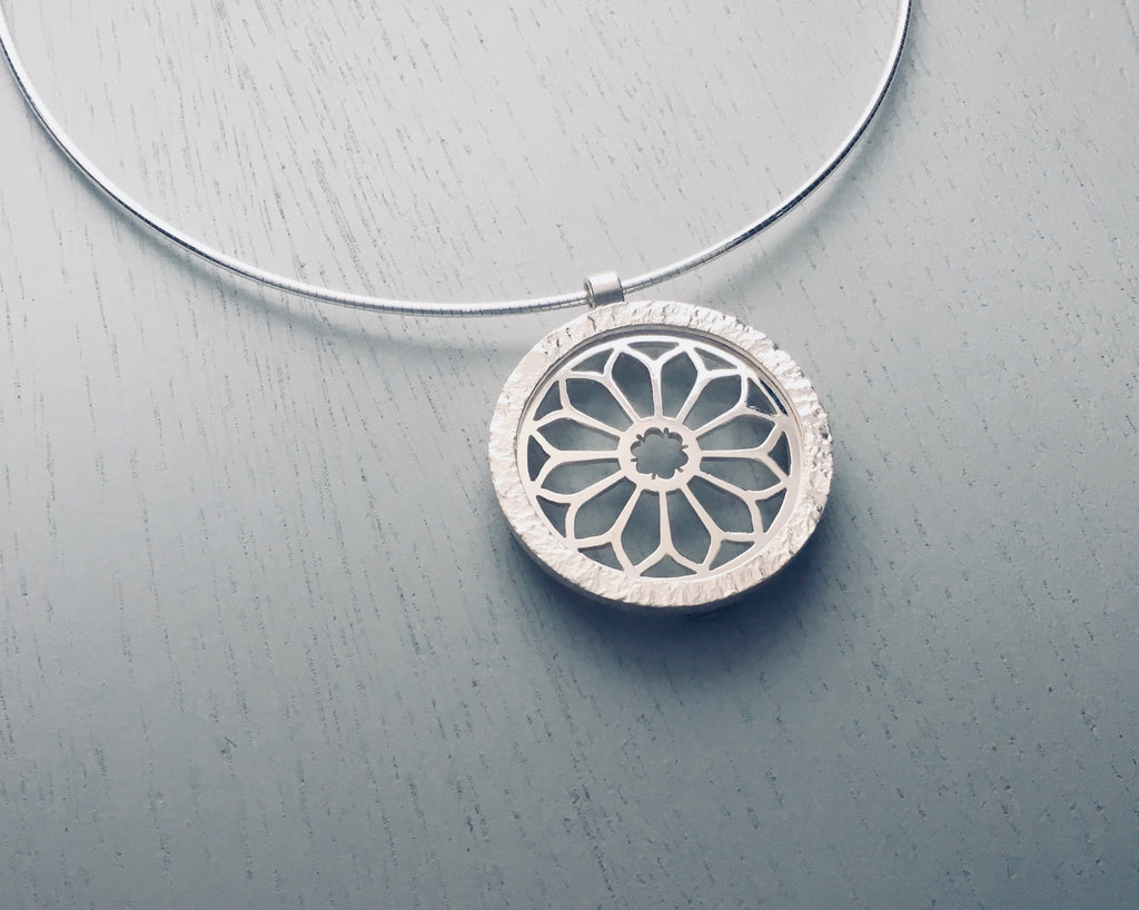 Rose Window Large Pendant in Silver
