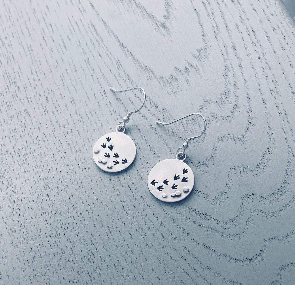 Bird Prints in the Sand Drop Earrings