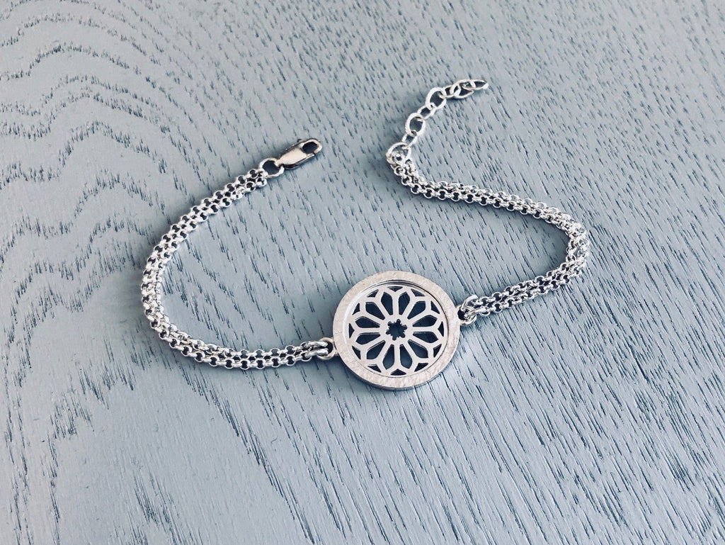 Rose Window Double Chain Bracelet in Silver